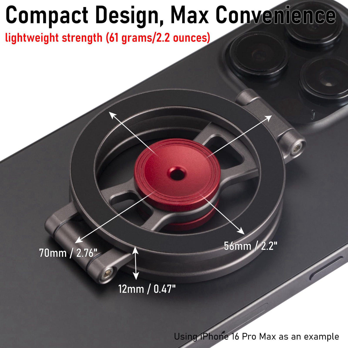 SHINEWEE Magnetic Phone Stand & Fidget Spinner Combo for MagSafe iPhone 12‑17 – back view and specifications