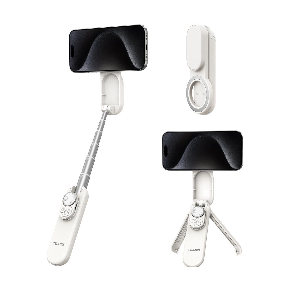 TELESIN Magnetic Mini Selfie Stick, Phone Tripod for iPhone 17 16 & Android – alternate angle