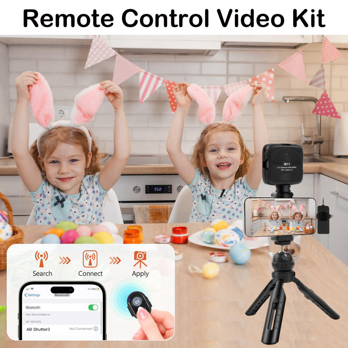 Heliora Vlogging Kit for iPhone/Android, Microphone for Content Creators – back view and specifications