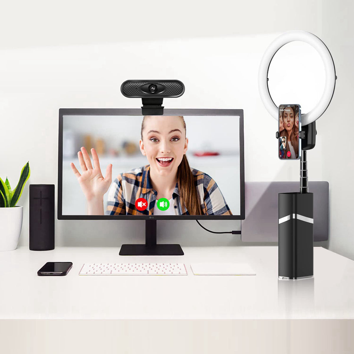 yAyusi Portable Ring Light with Stand, 4000mAh Battery Operated Cordless 10" Foldable Travel Ring Light, 79" Tri