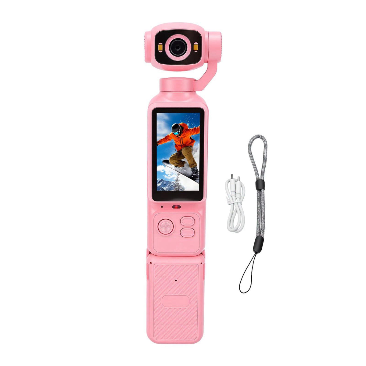 banapoy Handheld Vlogging Camera Anti Shake for TikTok Outdoor (Pink) – back view and specifications