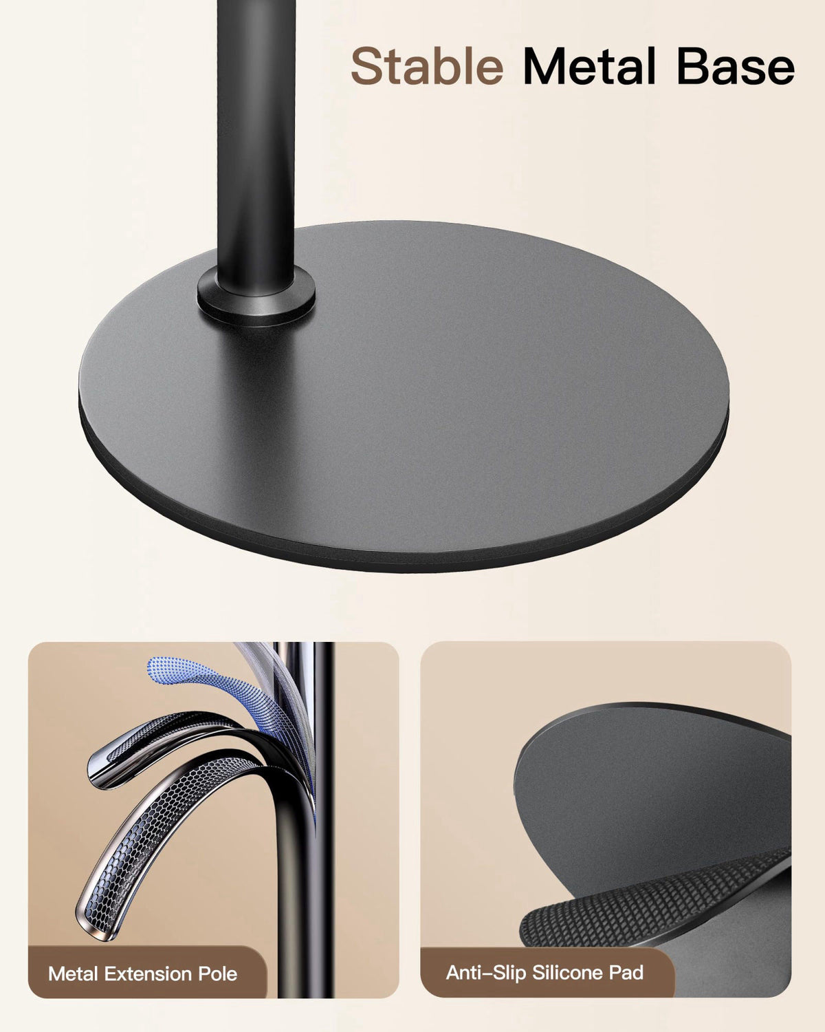 NiceVeedi 10.2” Magnetic Desk Ring Light with Stand, 5000mAh Rechargeable Desktop Ring Light for Phone，3 Color Foldable 