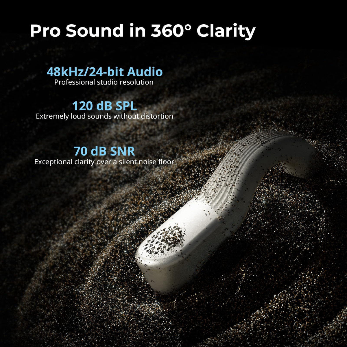 SmallRig Wireless Mic S70 (2 TX + 2 RX + Charging Case) - White – back view and specifications