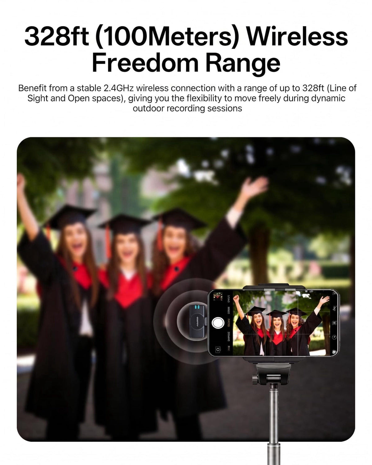 KASOHQEE Wireless Lavalier Microphone for iPhone 17/16/15/14, iPad & Android – alternate angle