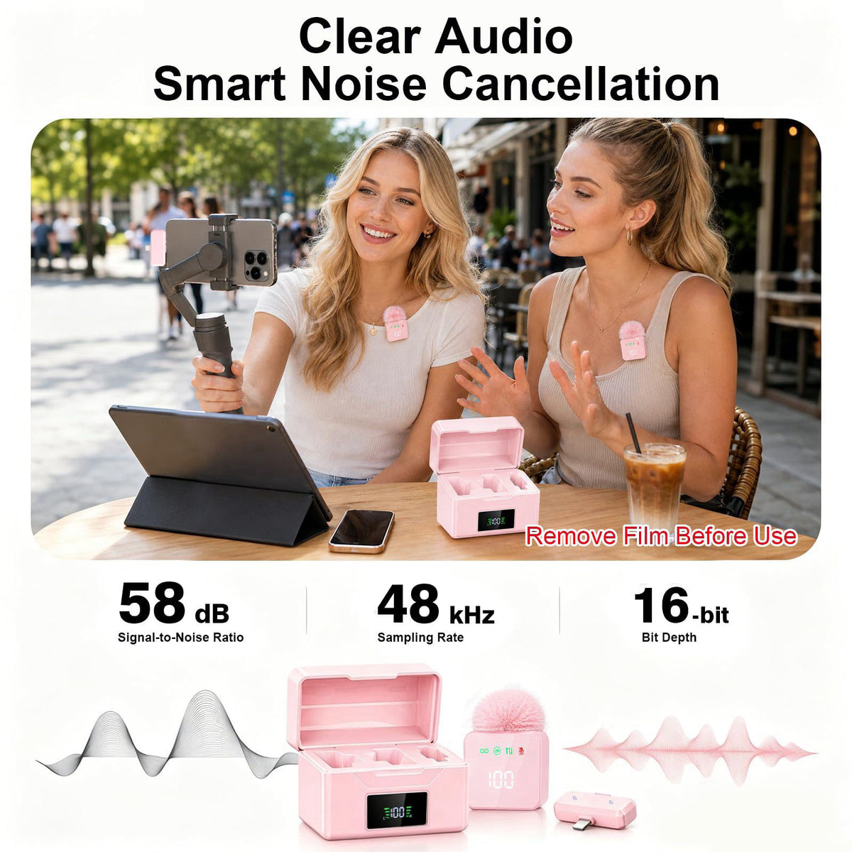 SHUMAVA 2 Mini Wireless Lavalier Microphones for iPhone & Android, Noise Cancelling, Plug & Play, 60H Battery with Charg