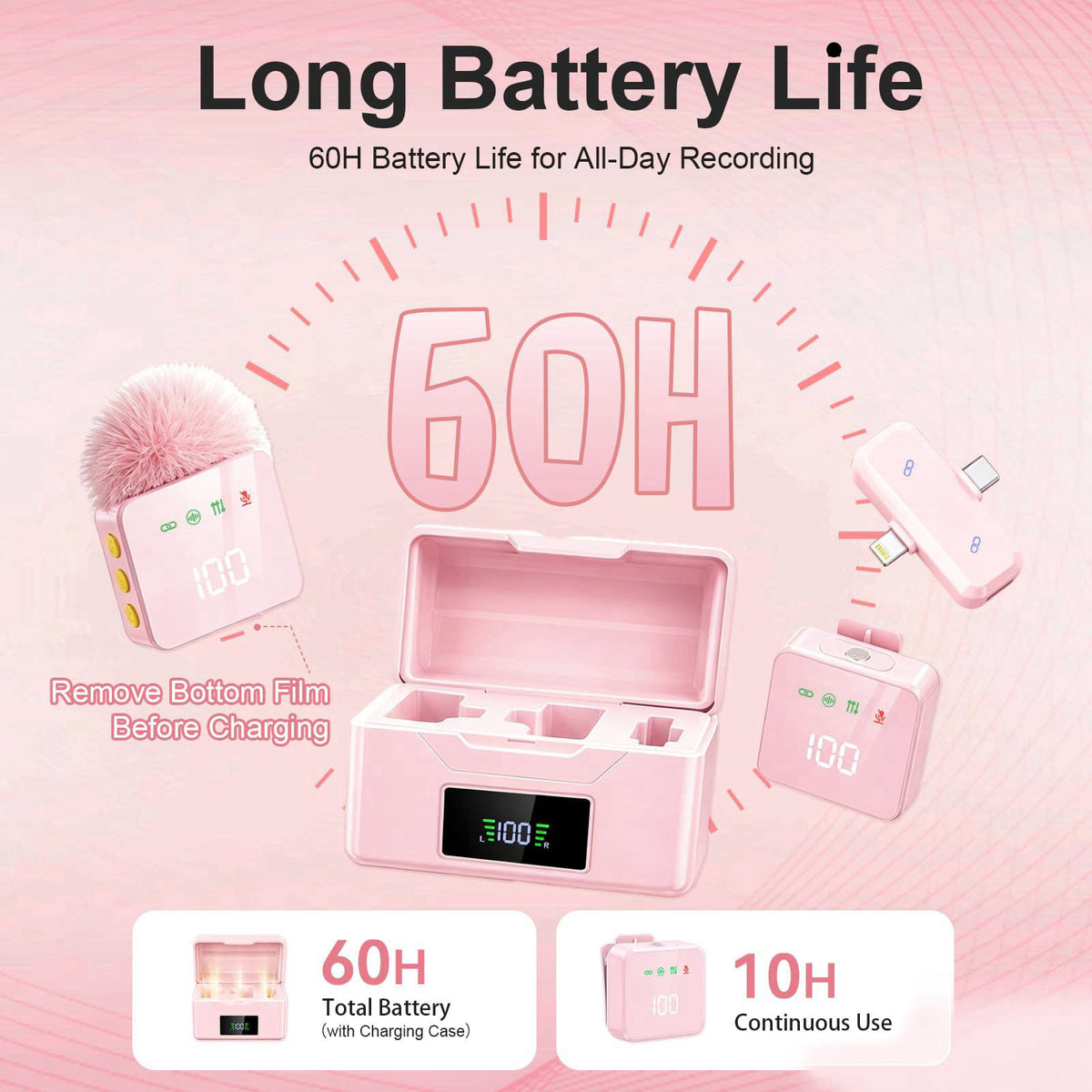 SHUMAVA 2 Mini Wireless Lavalier Microphones for iPhone & Android, Noise Cancelling, Plug & Play, 60H Battery with Charg