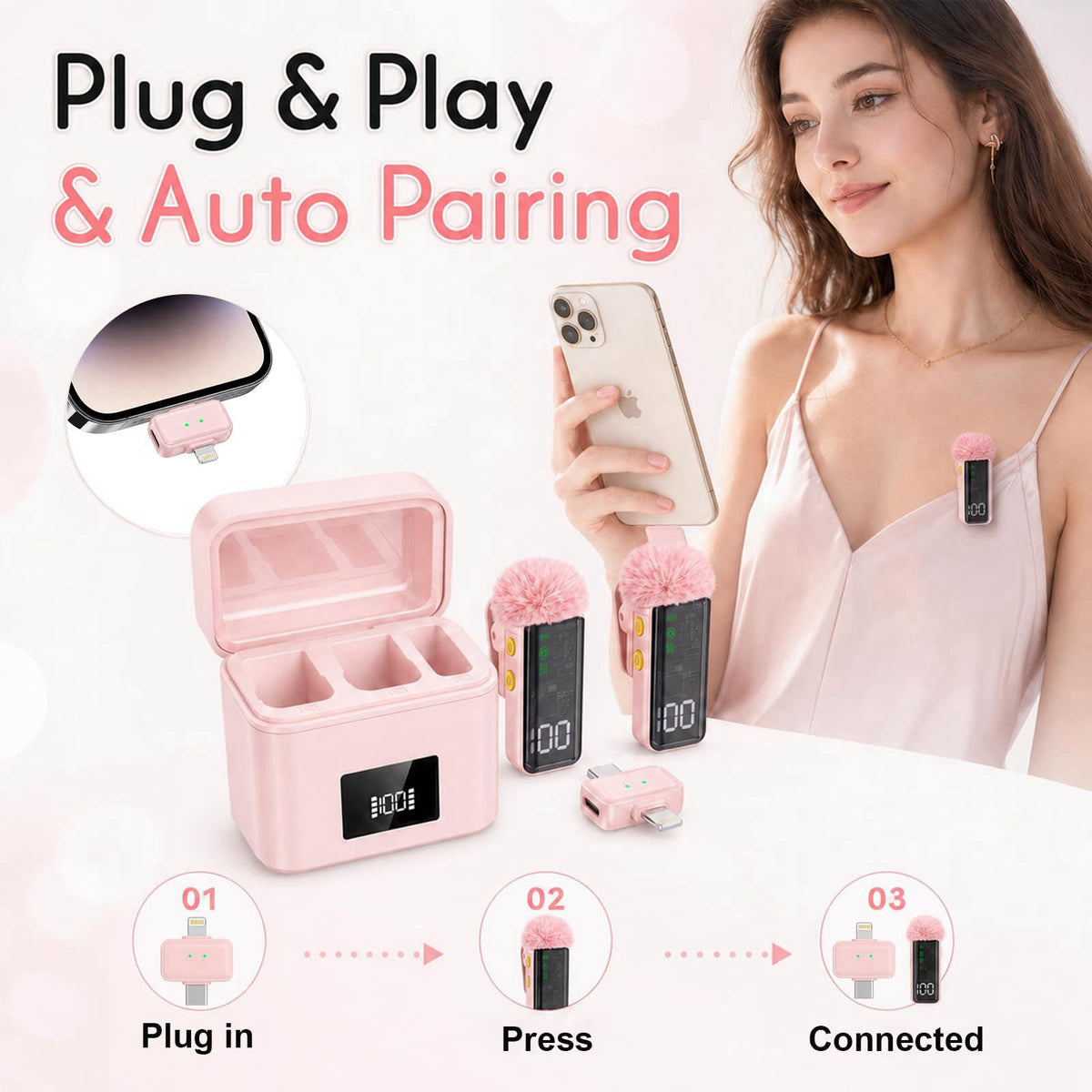 SHUMAVA 2 Mini Wireless Microphones for iPhone/Android, AI Noise Reduction – packaging and label
