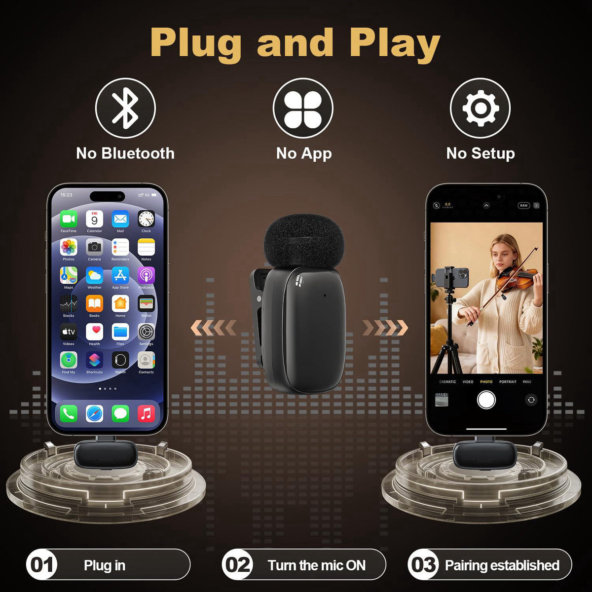 IJCUIJM Wireless Lavalier Mini Microphone for iPhone ipad Android – alternate angle