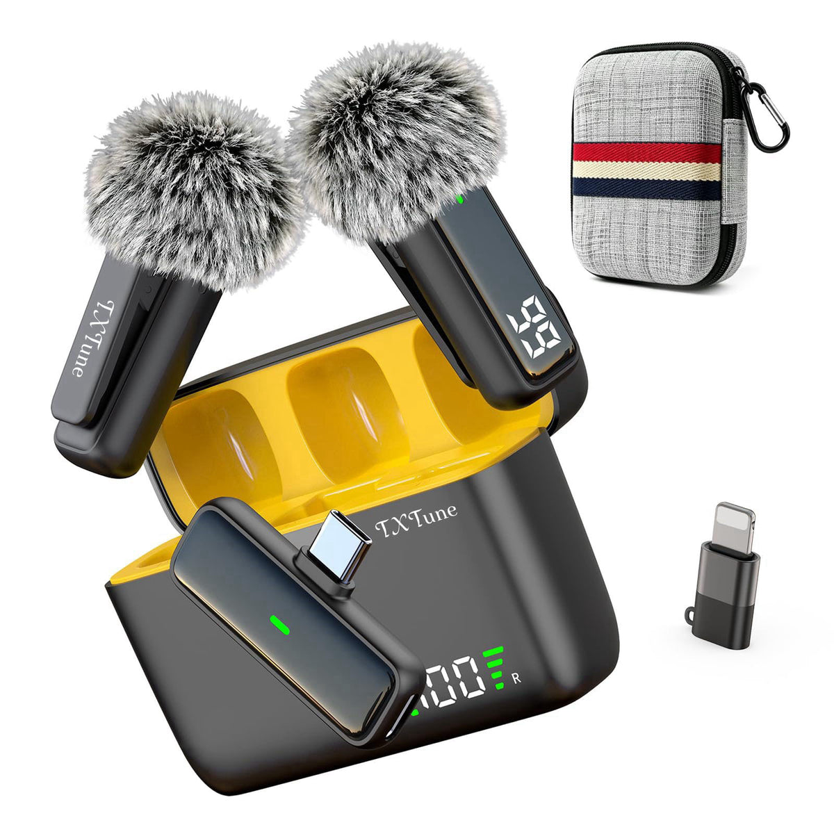 TXTUNE Wireless Microphone for iPhone Android Phone, USB C Mini Clip on Mic – product photo (Wireless Lavalier Microphon