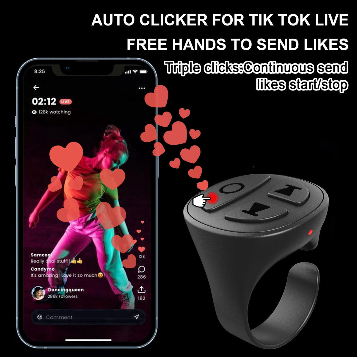 Vekesen TikTok Scrolling Ring, Auto Tapper for TikTok Live – packaging and label