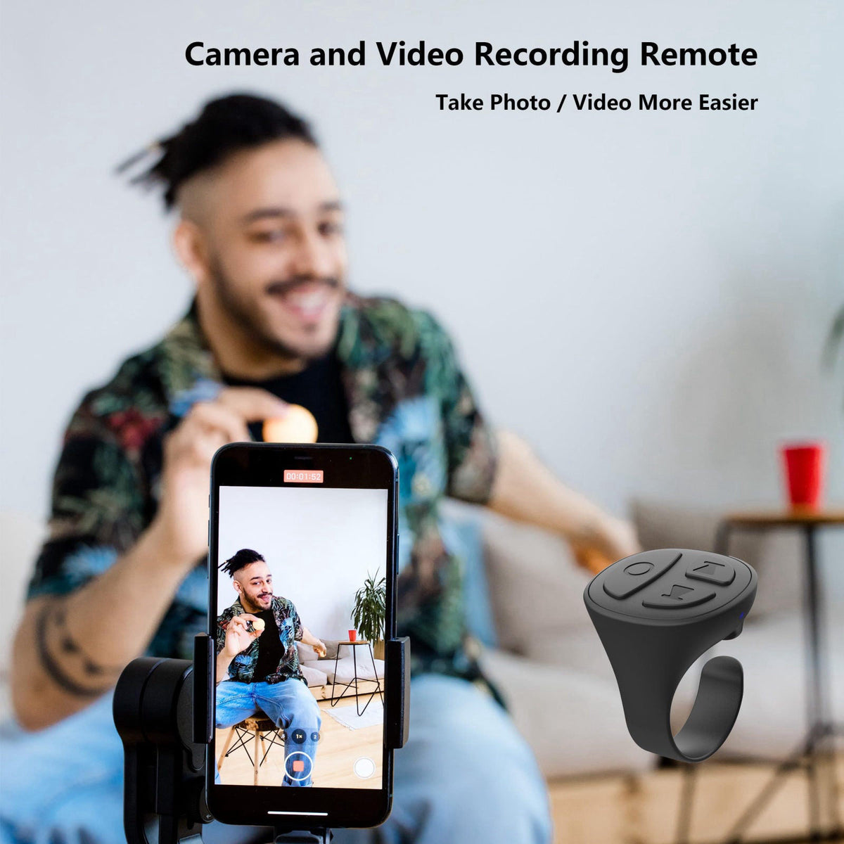 Vekesen TikTok Scrolling Ring, Auto Tapper for TikTok Live – back view and specifications