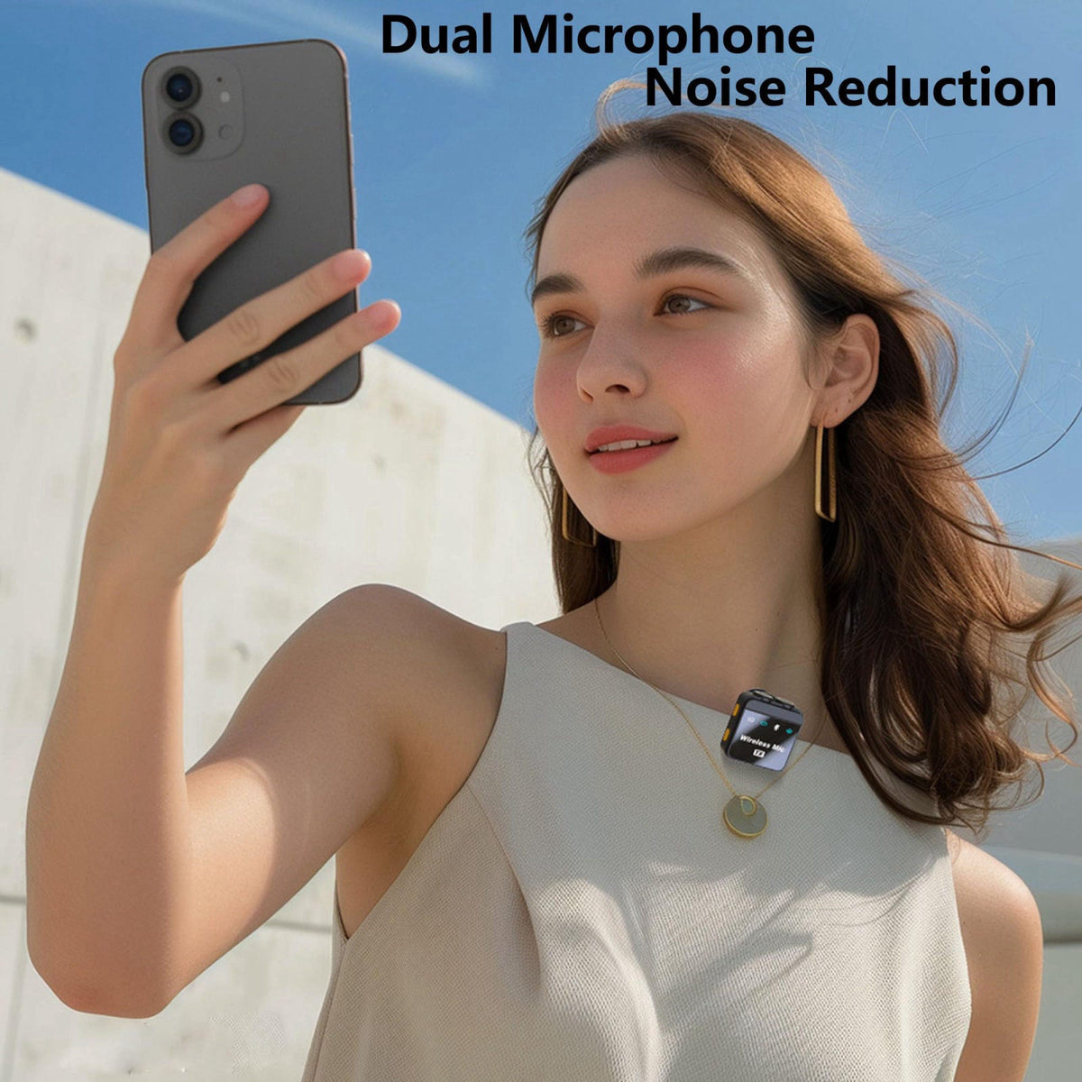 TUNOMDE T9(2 TX + 1 RX) Wireless Microphone for Smartphone, 2.4G USB-C Lapel Mic for YouTube Videos, TikTok Live, Record