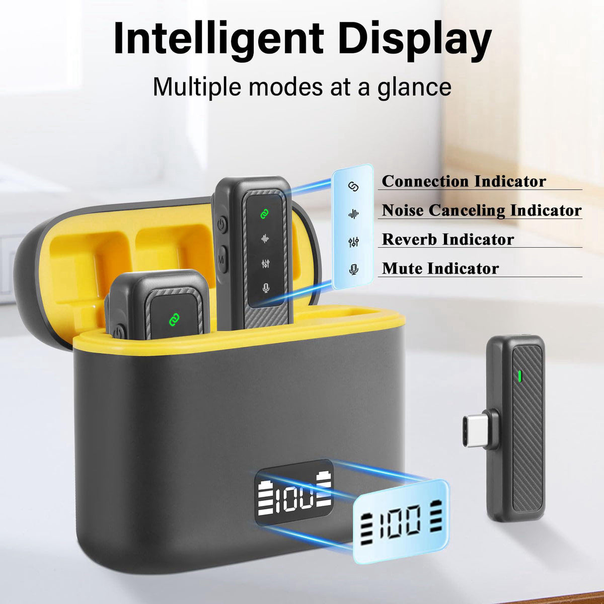 PAKESI Wireless Lavalier Microphone for iPhone Camera Android, M8pro Mic – packaging and label