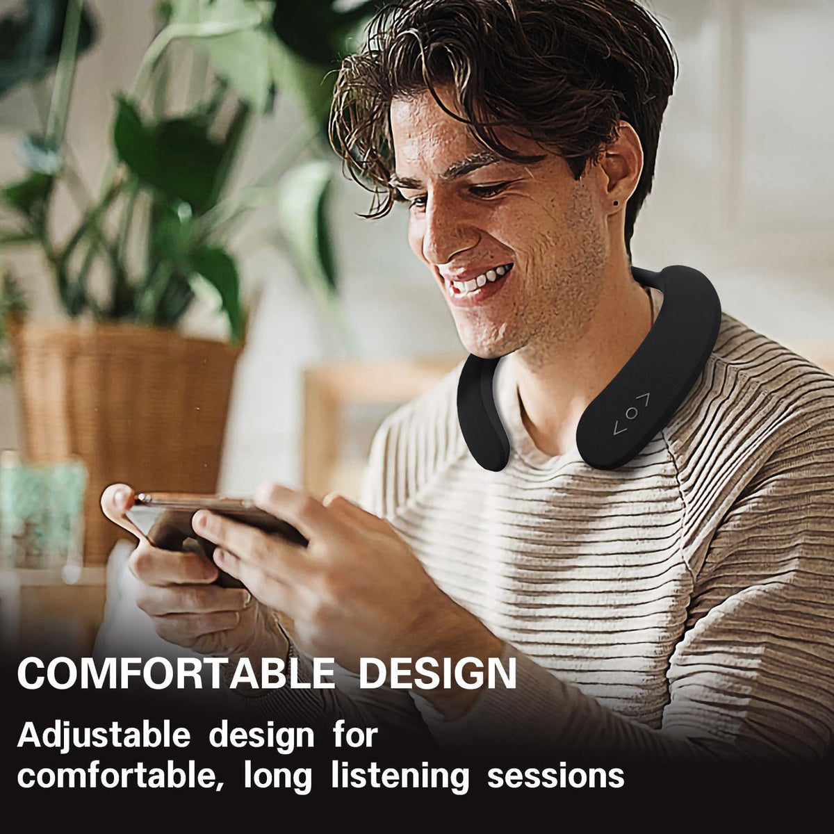 HGHOHG Wireless Neck Speakers – back view and specifications
