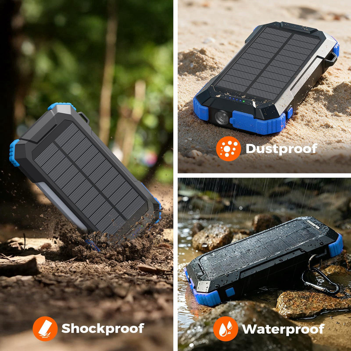 BLAVOR Solar Charge Power Bank Built-in 27.5in Retractable Cable 20000mAh – alternate angle