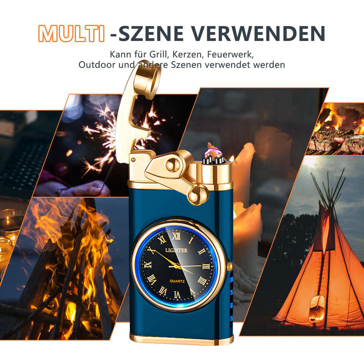 SKRFIRE Electric Rechargeable USB Plasma Lighter Vintage Cool Flameless Windproof Dual Arc Lighters Electronic Candle Li
