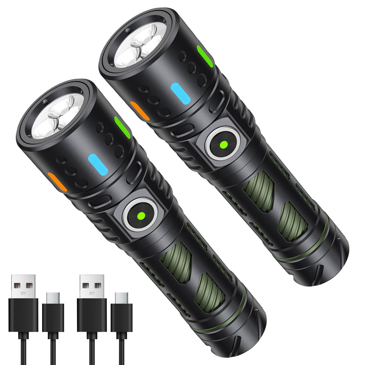 Hoxida Rechargeable Small Flashlight with Built-in Fidget Spinner Black – product photo (Handheld Flashlights)