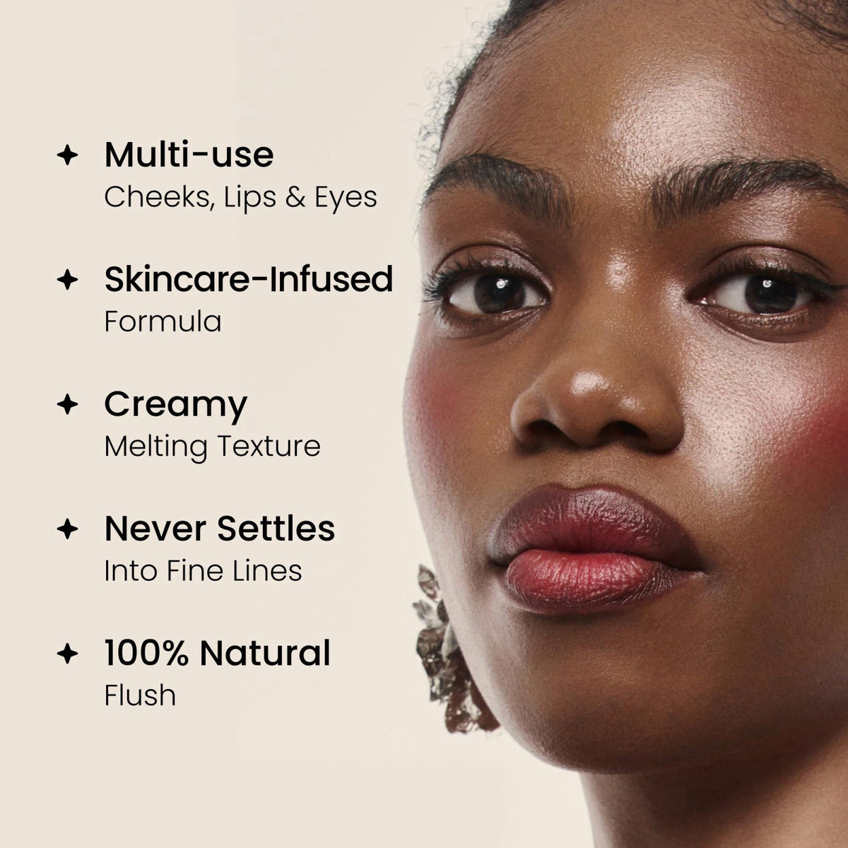 Hush Glow HushGlow® Cream Blush, Buildable Blush Stick, Soft Rose – packaging and label