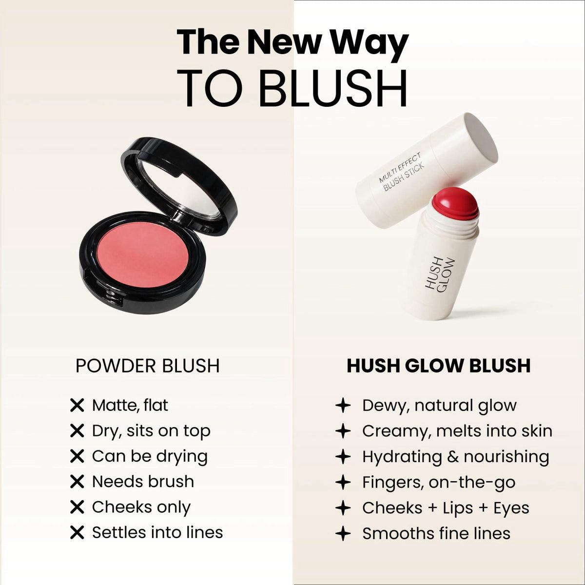 Hush Glow – Blush on display