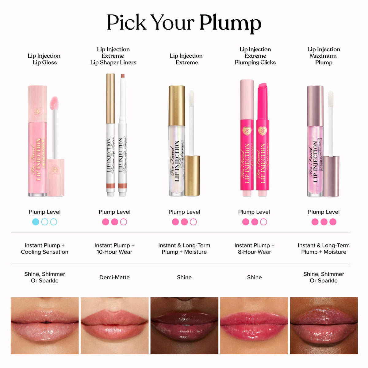 Too Faced Lip Injection Lip Plumper | Hydrating Lip Gloss for Fuller-Looking Lips | Original, Maximum Plump, Cooling Glo