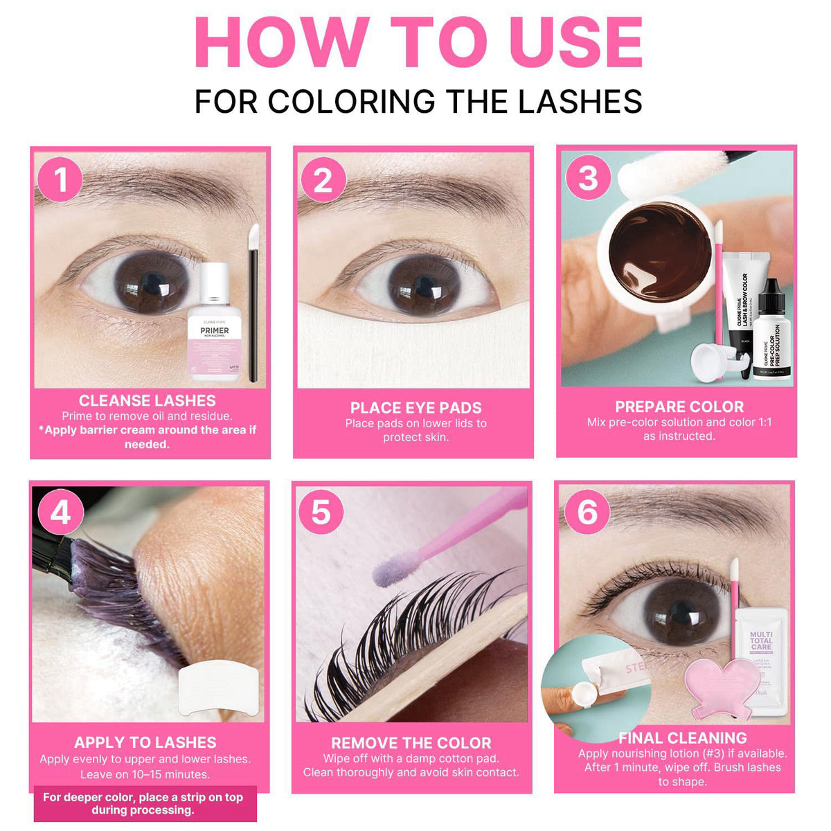 CLIONE PRIME Korean At Home Lash Lift and Color Kit – Temporary Eyelash & Eyebrow Color, Black, Naturally Fades Within 1