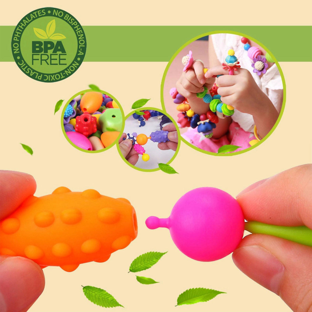 BIRANCO. Pop Beads, Jewelry Making Kit - Arts and Crafts for Girls 3-7 Years Old, Snap Beads Toys - Necklace, Bracelet, 