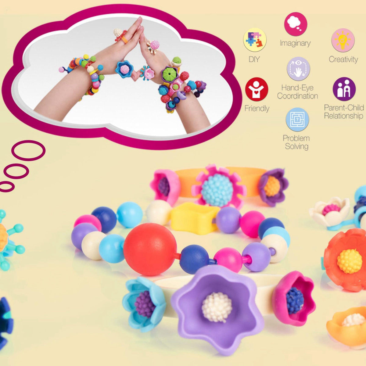 BIRANCO. Pop Beads, Jewelry Making Kit - Arts and Crafts for Girls 3-7 Years Old, Snap Beads Toys - Necklace, Bracelet, 