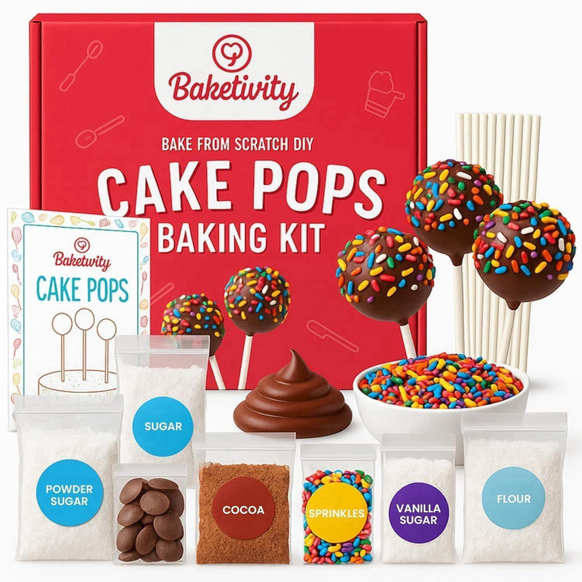Baketivity DIY Cake Pop Kids Baking Kit with Pre-Measured Ingredients – product photo (Kids' Baking Supplies)