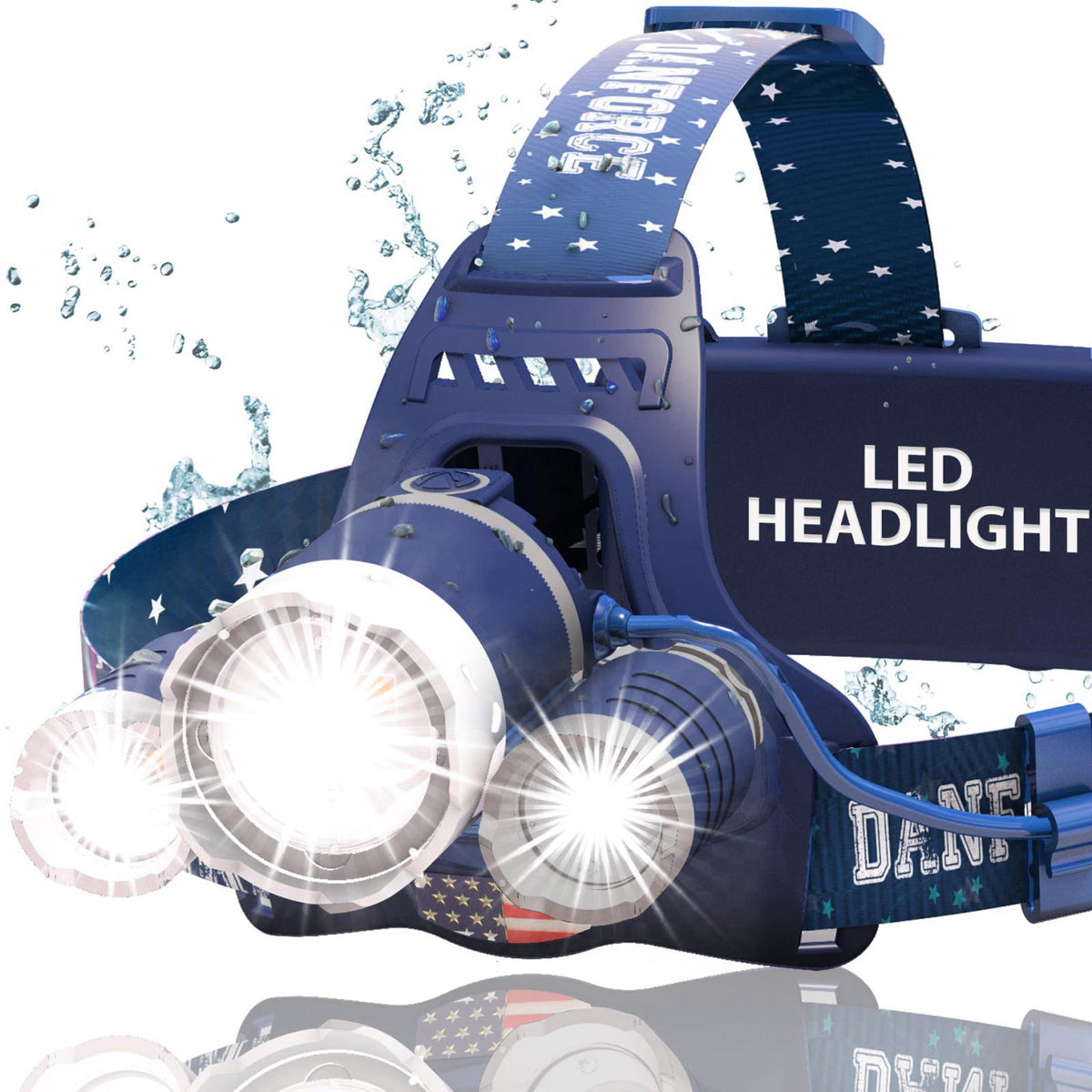 DanForce Headlamp. USB Rechargeable LED Head Lamp. Ultra Bright LUMINUS 1080 Lumen Headlamp Flashlight + Red Light. Head