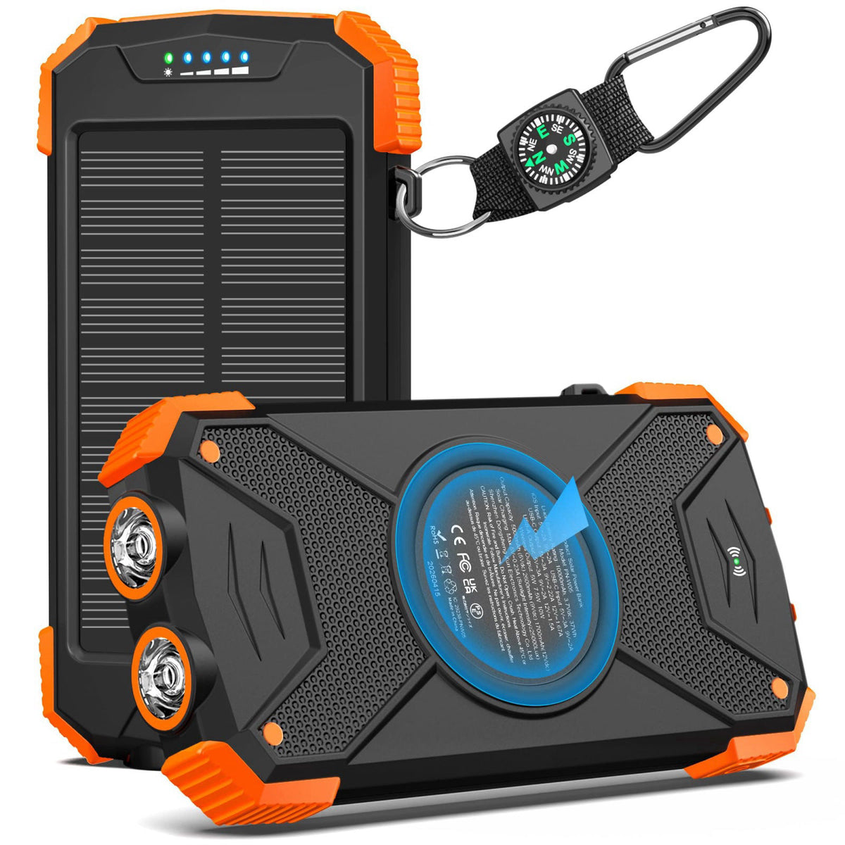 BLAVOR Solar Power Bank 10,000mAh Portable Wireless Charger for Cell Phones – alternate angle
