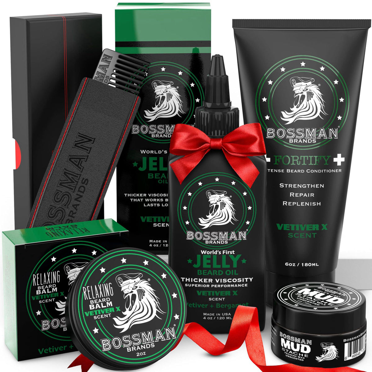 Bossman Complete Beard Kit for Men - Grooming Gift Set - Vetiver X Scent – product photo (Shaving &amp; Grooming Sets)