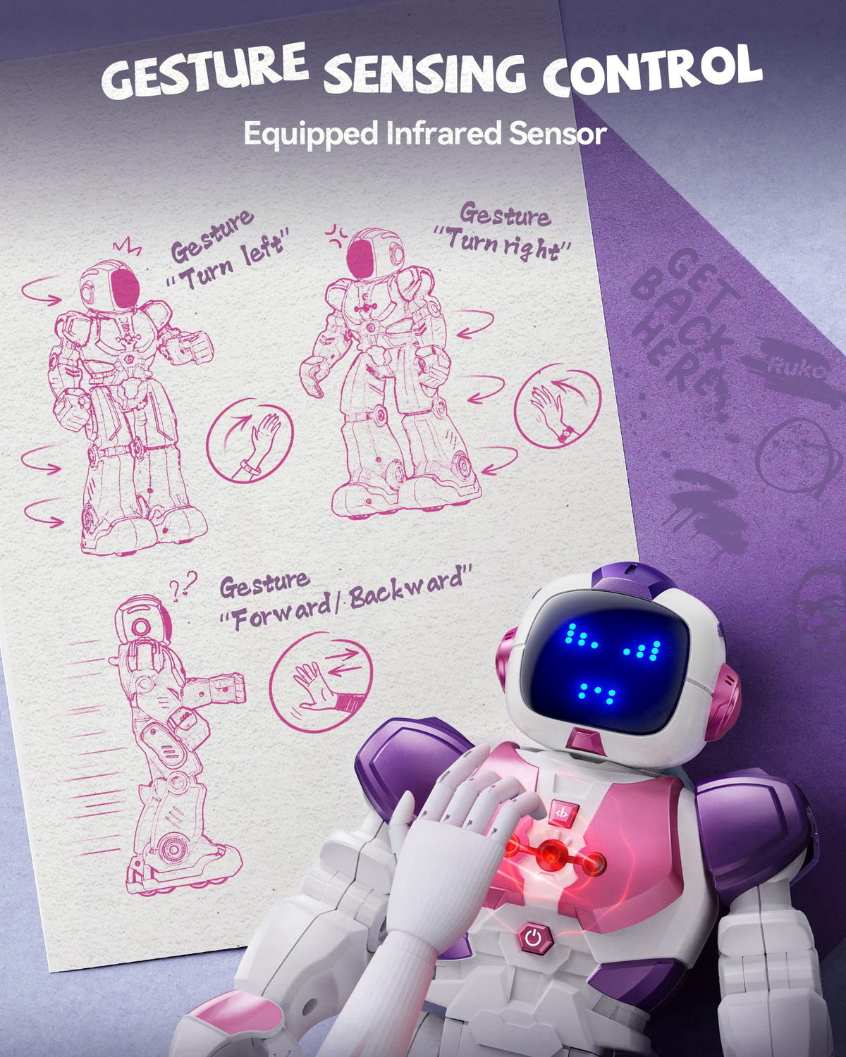 Ruko 6088 Dancing Robot for Girls with APP, Remote, and Gesture Sensing – full view