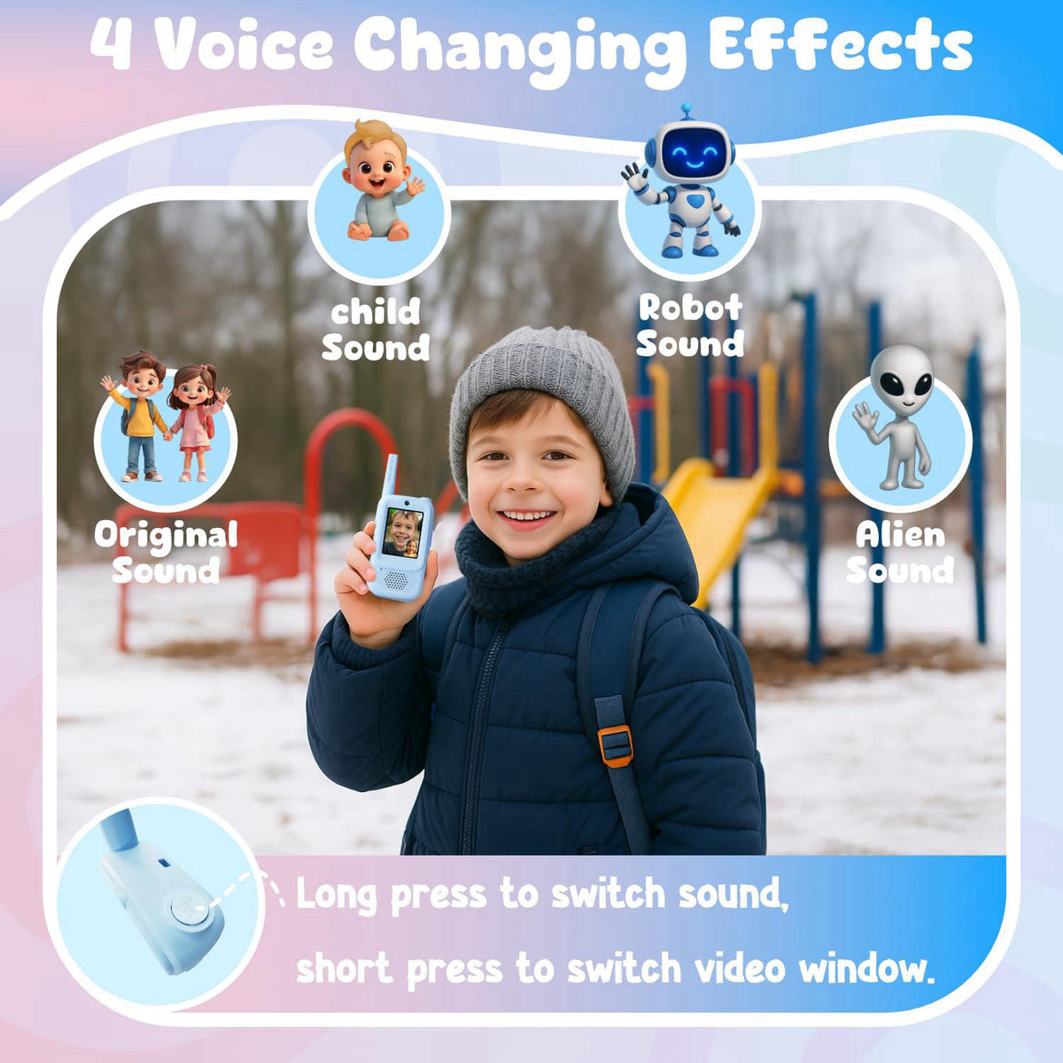 ANBURI Video Walkie Talkies for Kids, Handheld 2 Pack Rechargeable Video Walkies Talkies, Indoor Outdoor Toys Christmas 
