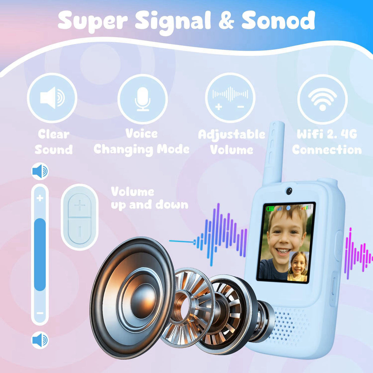 ANBURI Video Walkie Talkies for Kids, Handheld 2 Pack Rechargeable Video Walkies Talkies, Indoor Outdoor Toys Christmas 
