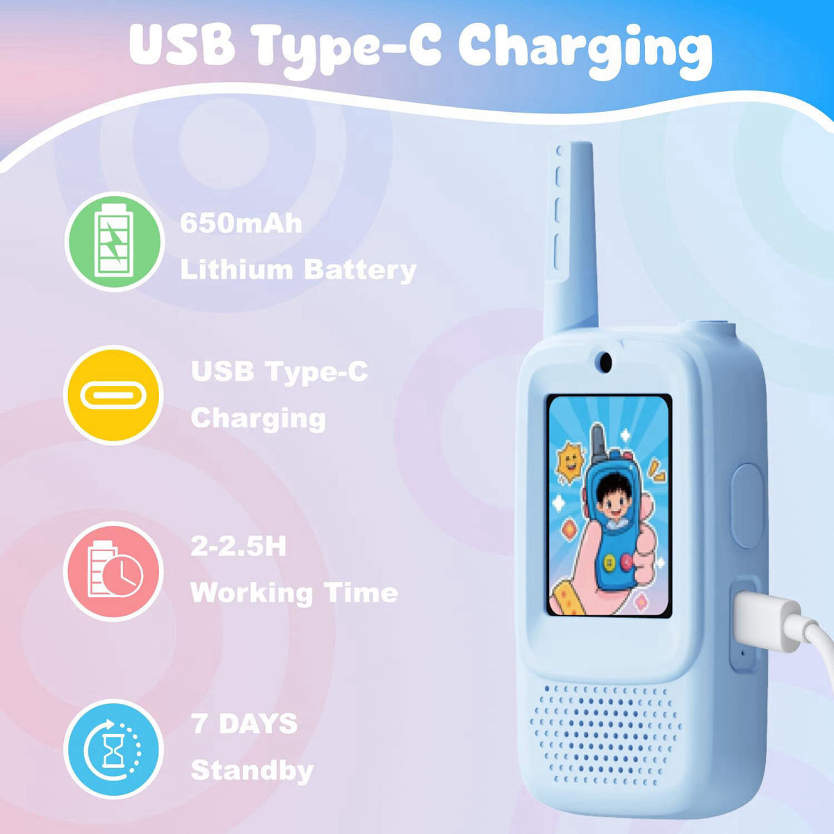 ANBURI Video Walkie Talkies for Kids, Handheld 2 Pack Rechargeable Video Walkies Talkies, Indoor Outdoor Toys Christmas 