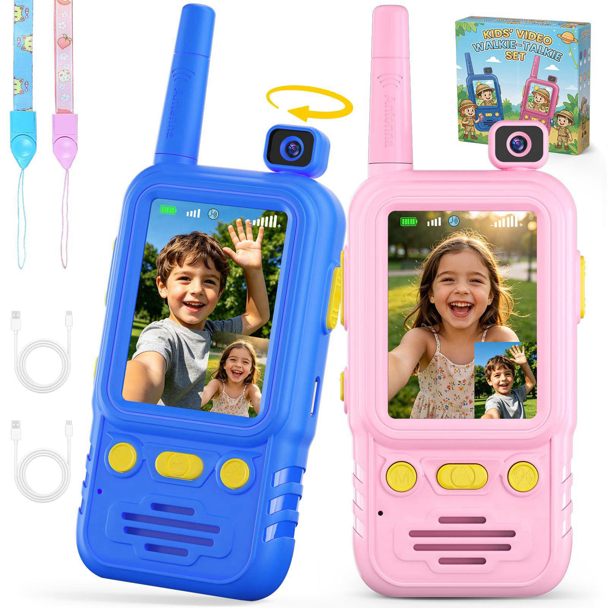Jollyocean Video Walkie Talkies for Kids with 180° Rotating Camera Toys for Boys Girls