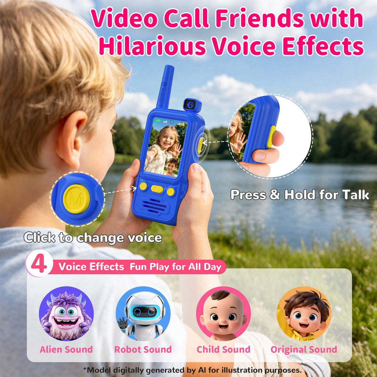 Jollyocean Video Walkie Talkies for Kids with 180° Rotating Camera Toys for Boys Girls – close-up detail