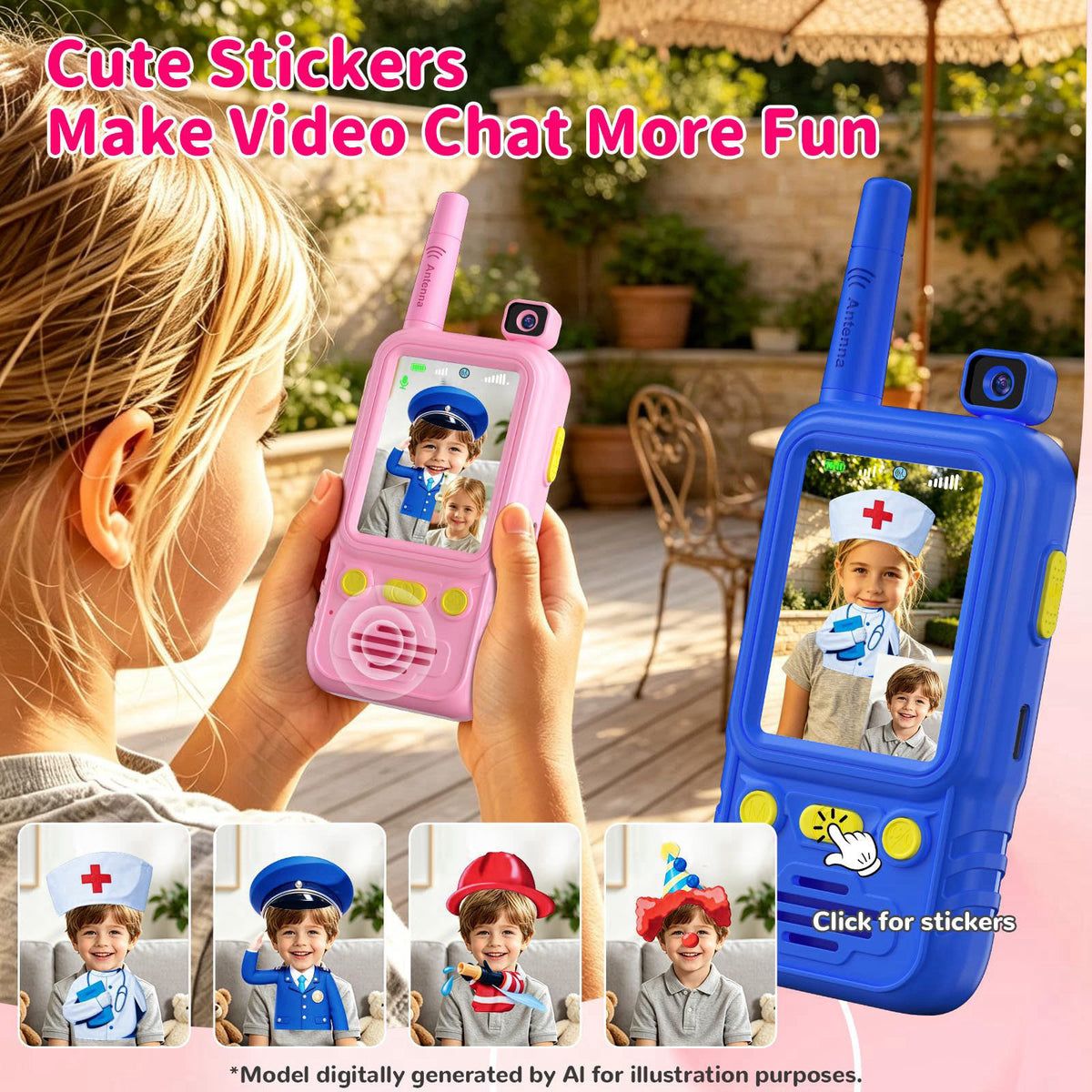 Jollyocean Video Walkie Talkies for Kids with 180° Rotating Camera Toys for Boys Girls – full view