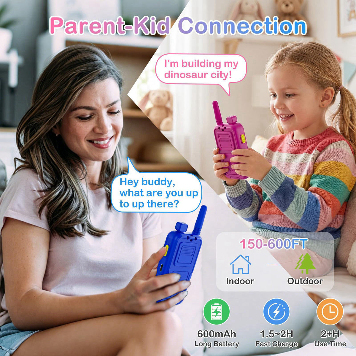 Zardali Video Walkie Talkies for Kids, 2-Way Video & Voice Chat, Rotating Dual Camera, Micro Chat with Voice, Emojis & P