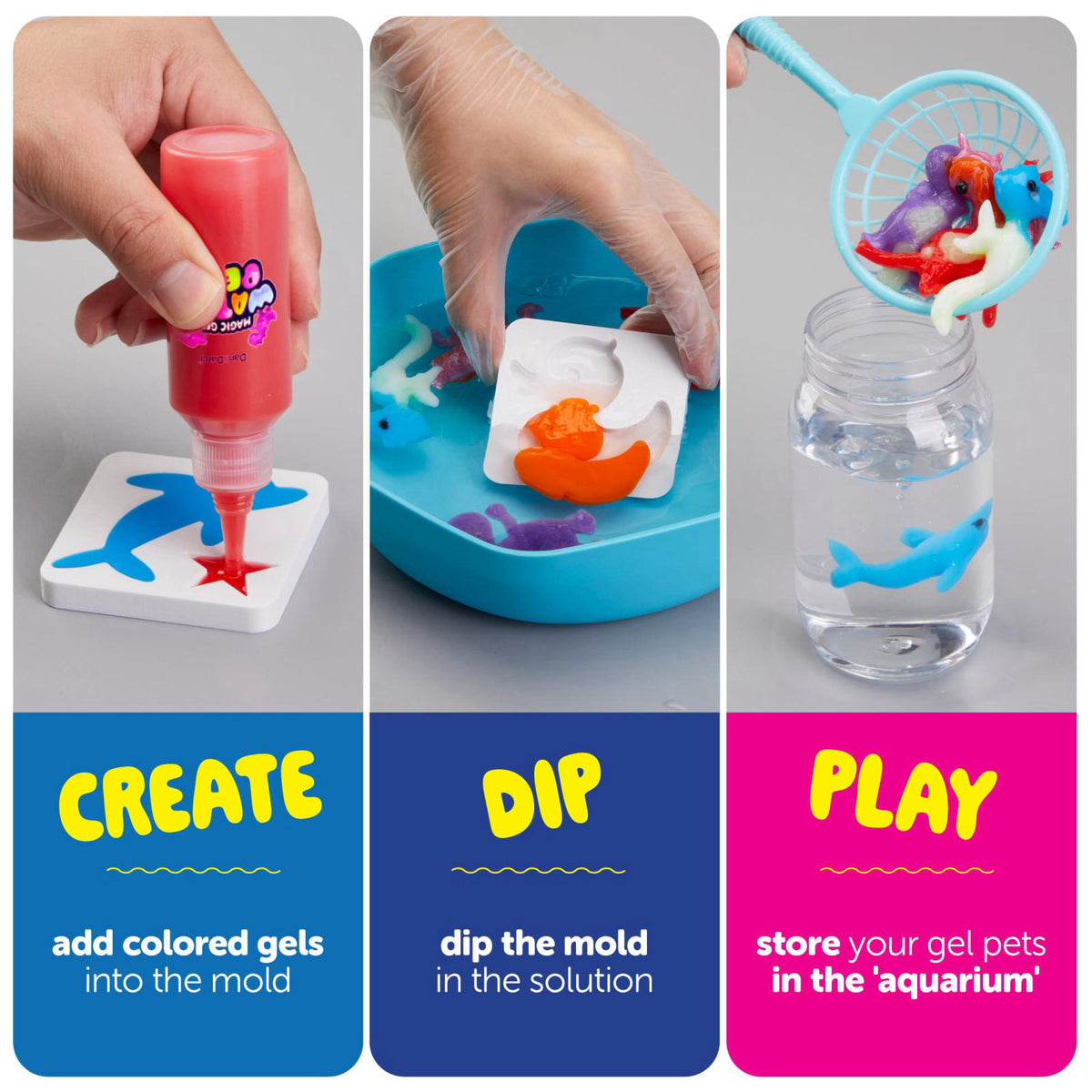Dan&Darci Magic Gel Water Pets Kit - Birthday Gifts - Squishy Maker – packaging and label