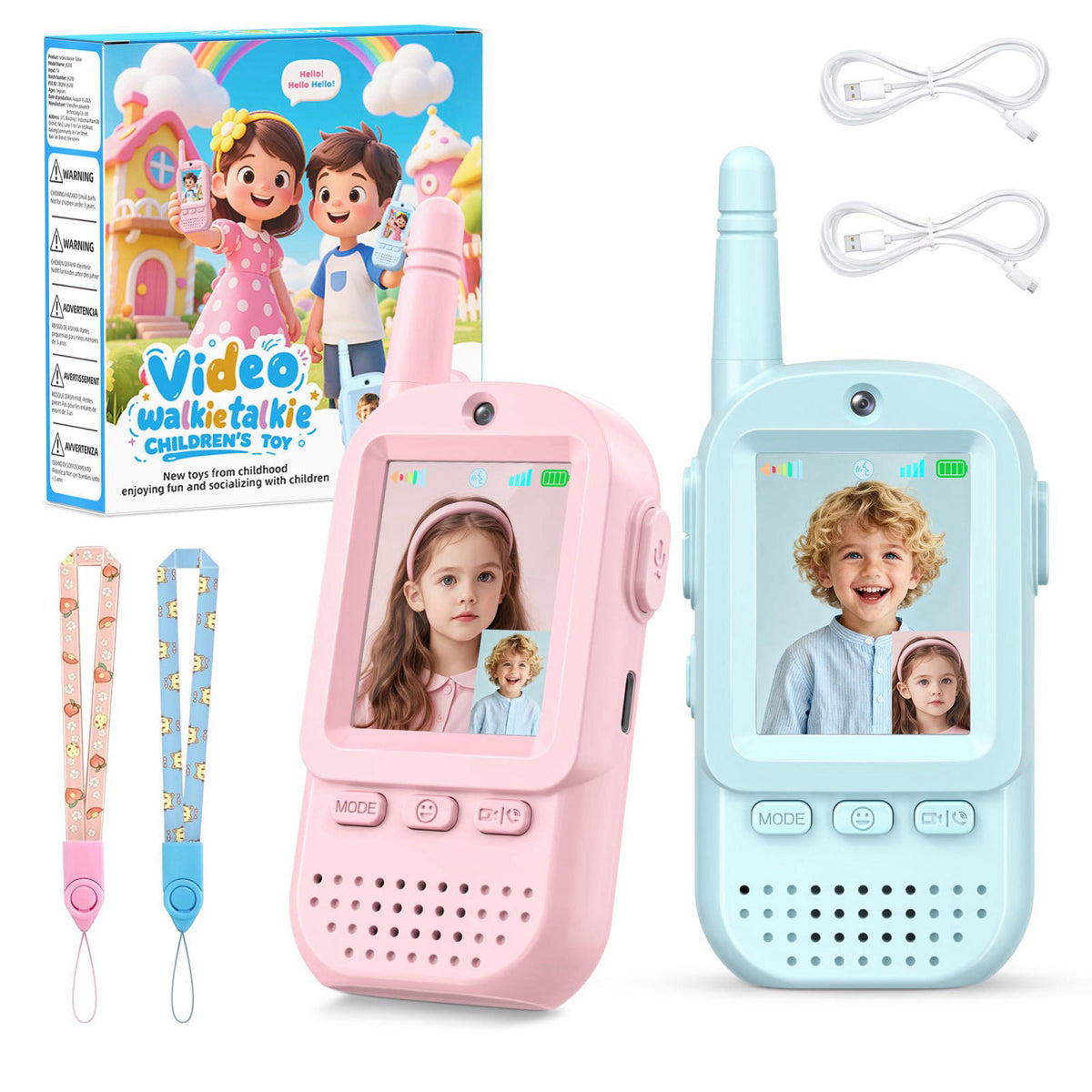 ESIYTGOP Video Walkie Talkies for Kids 2 Pack – Rechargeable Intercom Toys