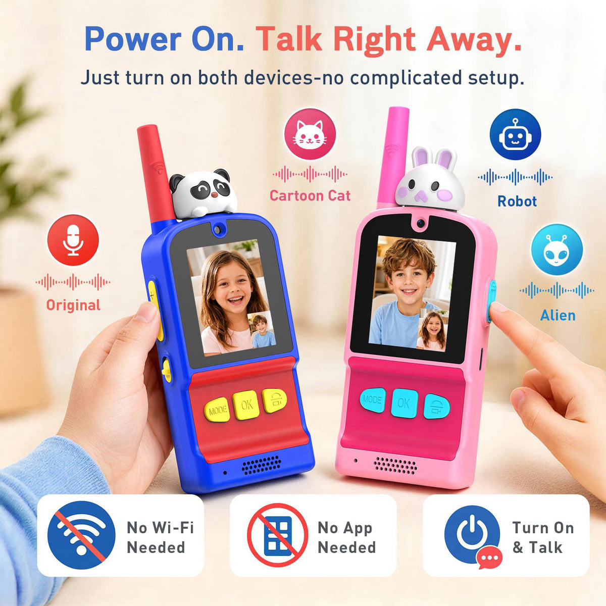 MarsBus Video Walkie Talkies for Kids 2 Pack, Gift for Ages 3-12 Girl & Boy – close-up detail