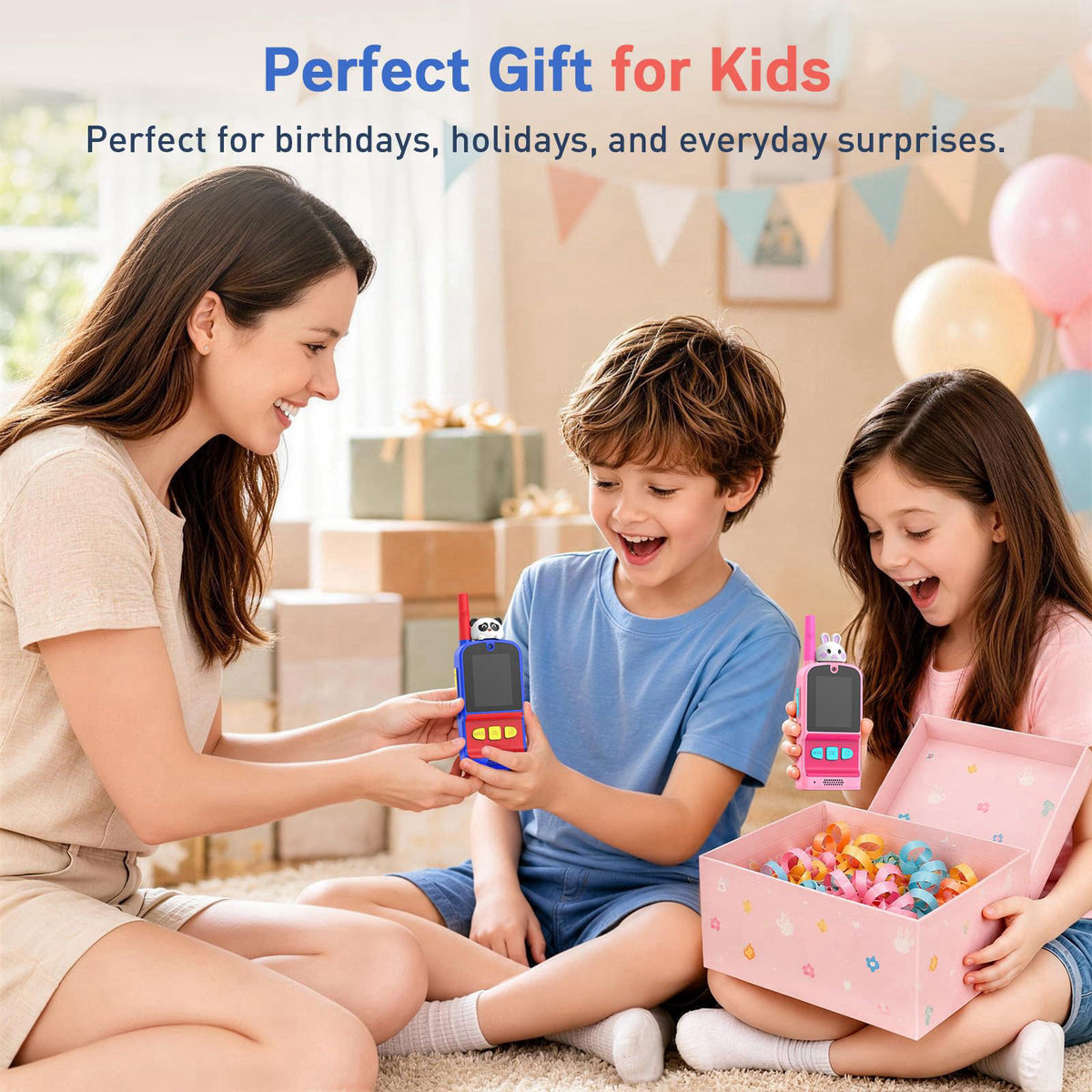 MarsBus Video Walkie Talkies for Kids 2 Pack, Gift for Ages 3-12 Girl & Boy – full view