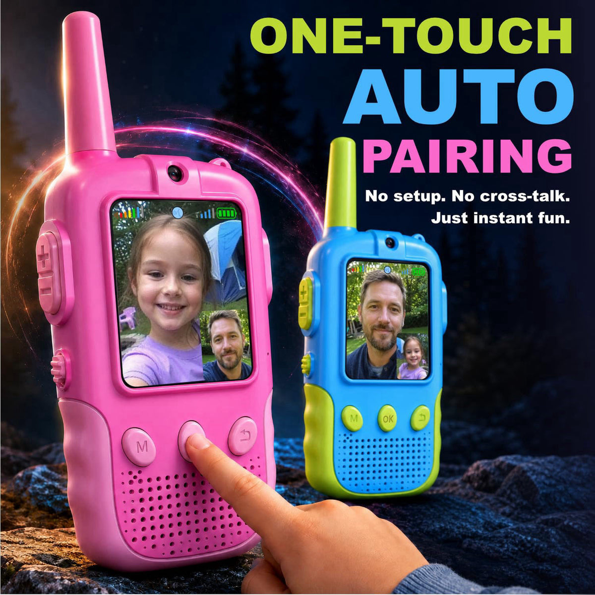KYTHOVI Video Walkie Talkies for Kids, Handheld 2 Pack Rechargeable Kids Video Walkies Talkies, Outdoor Toys for Age 3-1