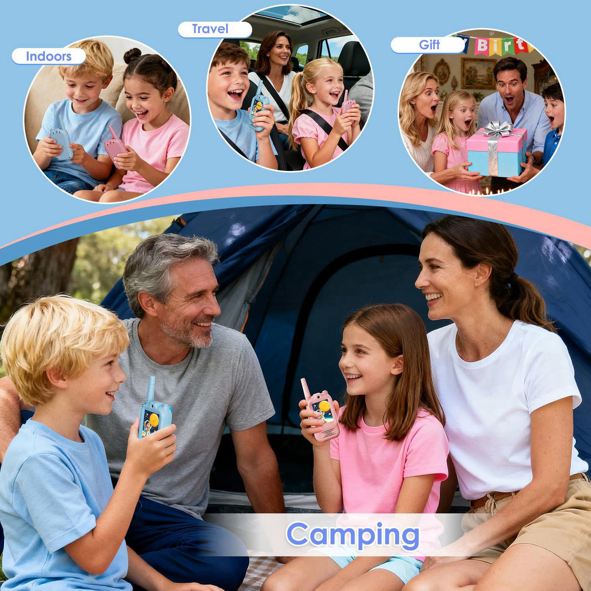 Bafena Video Walkie Talkies for Kids Rechargeable, 2 Pack Camera with Screen, Long Range Voice Changer Intercom Toys for