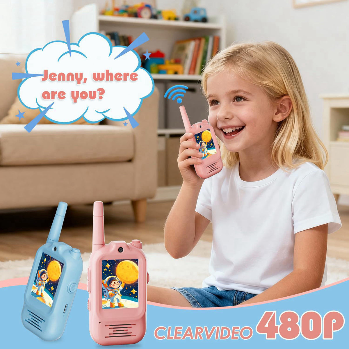 Bafena Video Walkie Talkies for Kids Rechargeable, 2 Pack Camera with Screen, Long Range Voice Changer Intercom Toys for