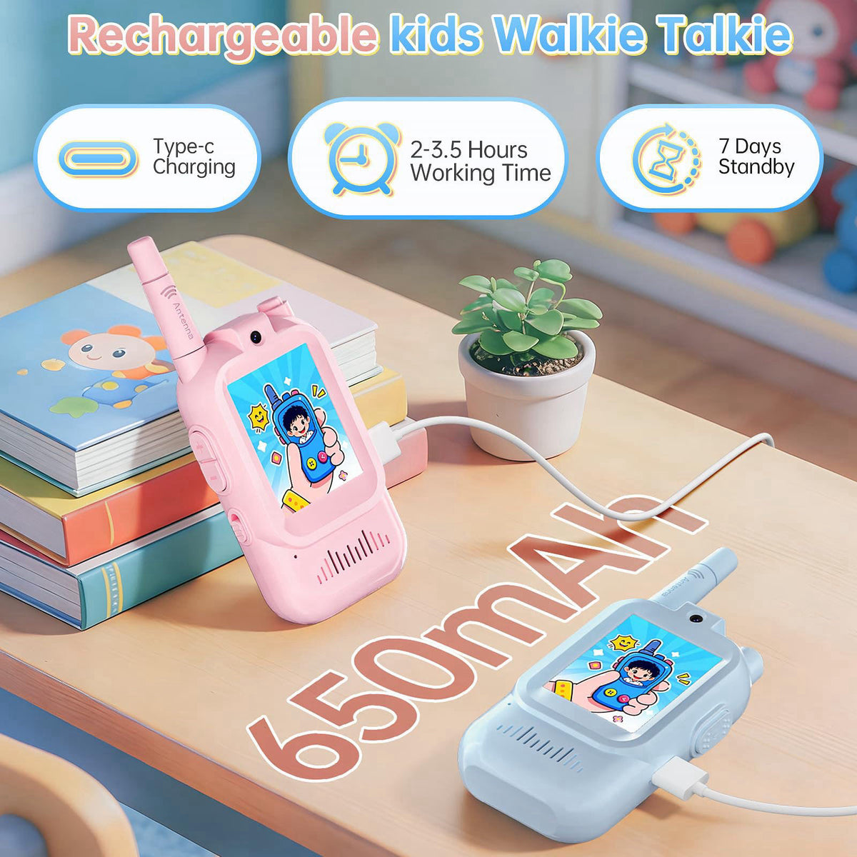 Brisum HD Video Walkie Talkies for Kids, Kids Toys for 6+ Year Old Girls, Camera & Clear Fun Voice Effects & 1000ft Rang