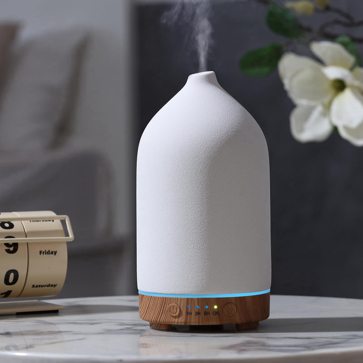 Gooamp 200ML Ceramic Essential Oil Diffuser for Home, Stone Diffuser – Wood, Acrylonitrile Butadiene Styrene (ABS), Cera