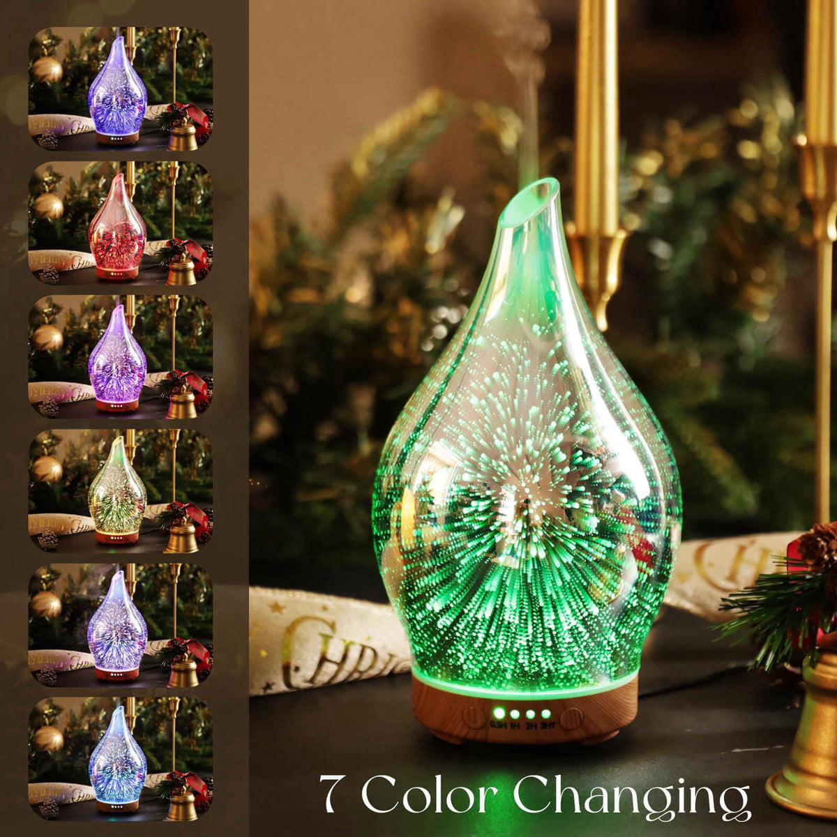 Porseme Essential Oil Diffuser 150ml Handmade Glass Diffuser 6H Runtime – full view