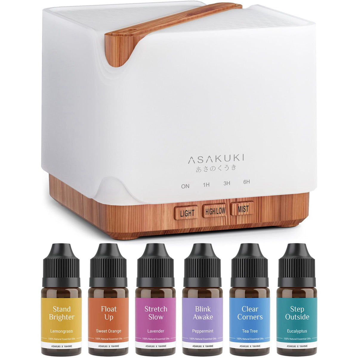 ASAKUKI Essential Oil Diffuser for Home with Top 6 Essential Oil Sets Large 700 ml Humidifier, Automatic Shut-Off, 7 LED